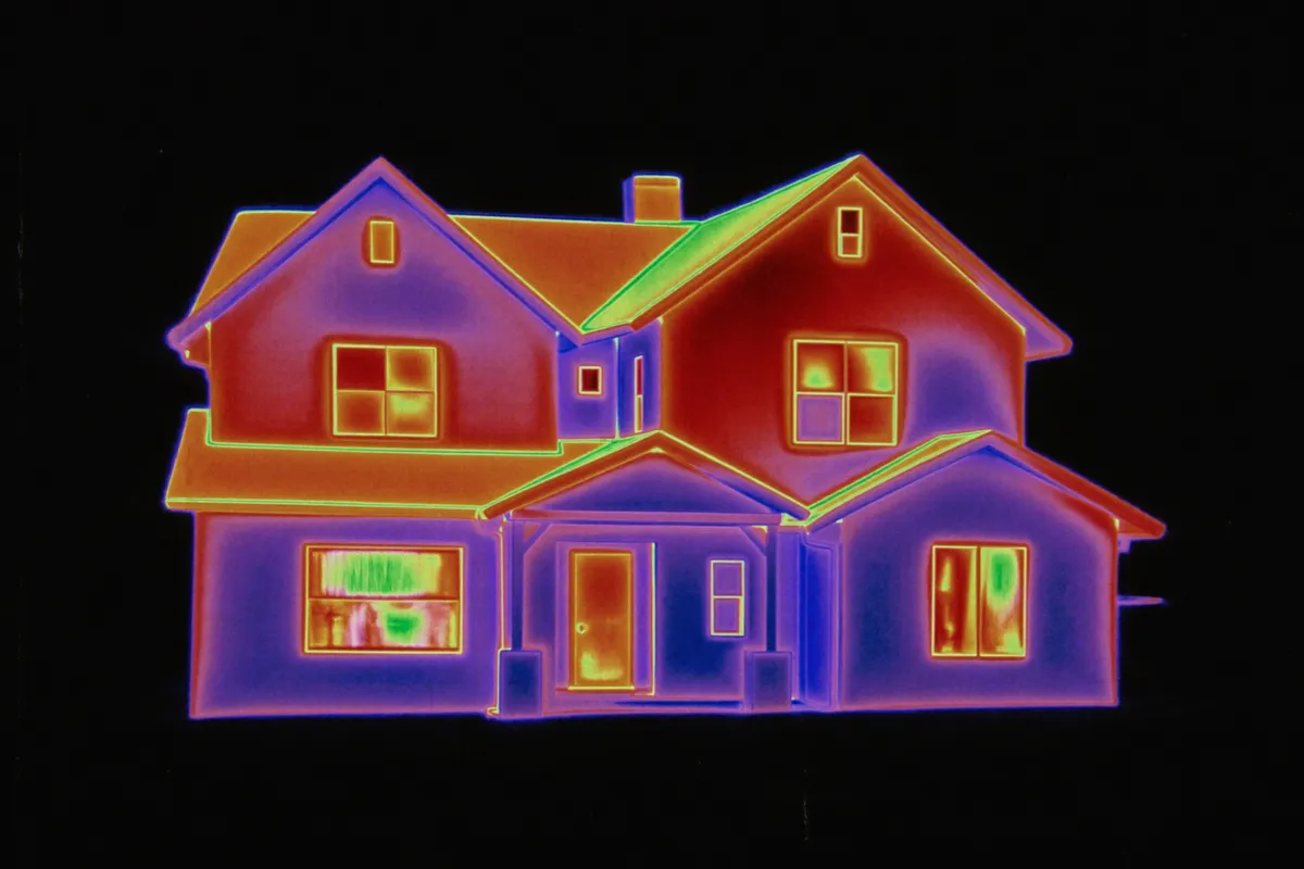 Thermographie des déperditions de chaleur sur une maison à Niort